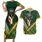 Custom Rugby South Africa Couples Matching Short Sleeve Bodycon Dress and Hawaiian Shirt Baby Boks Go Champions
