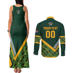 Custom Rugby South Africa Couples Matching Tank Maxi Dress and Long Sleeve Button Shirt Baby Boks Go Champions