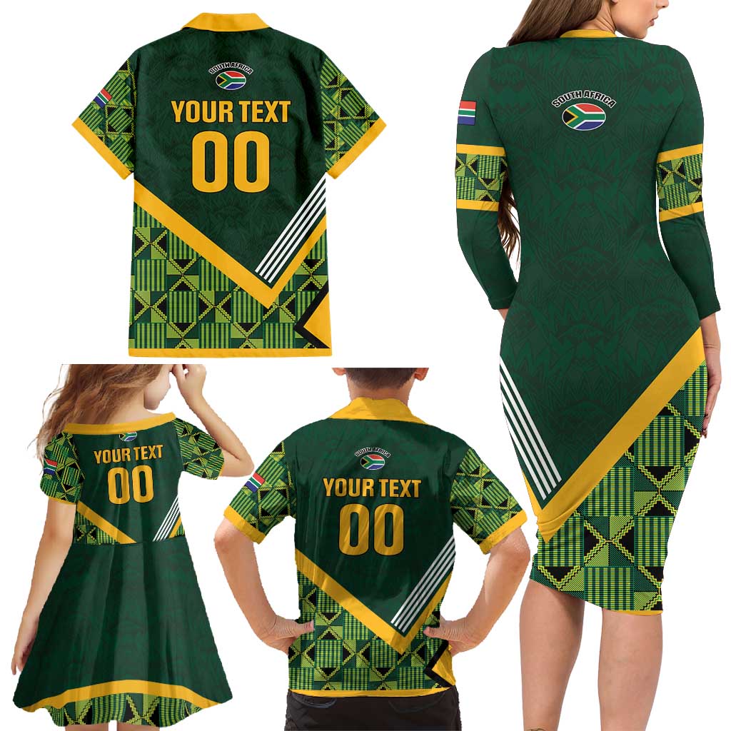 Custom Rugby South Africa Family Matching Long Sleeve Bodycon Dress and Hawaiian Shirt Baby Boks Go Champions