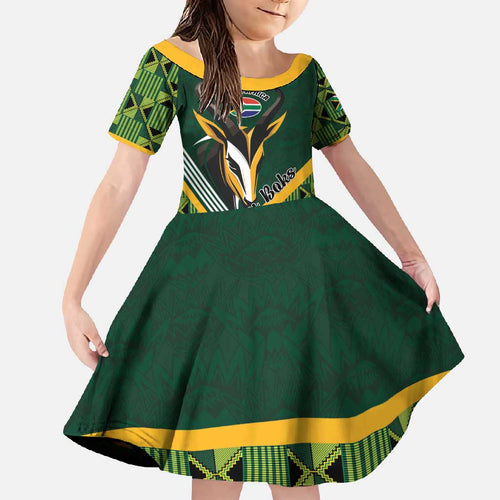 Custom Rugby South Africa Family Matching Mermaid Dress and Hawaiian Shirt Baby Boks Go Champions
