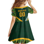 Custom Rugby South Africa Family Matching Off Shoulder Short Dress and Hawaiian Shirt Baby Boks Go Champions