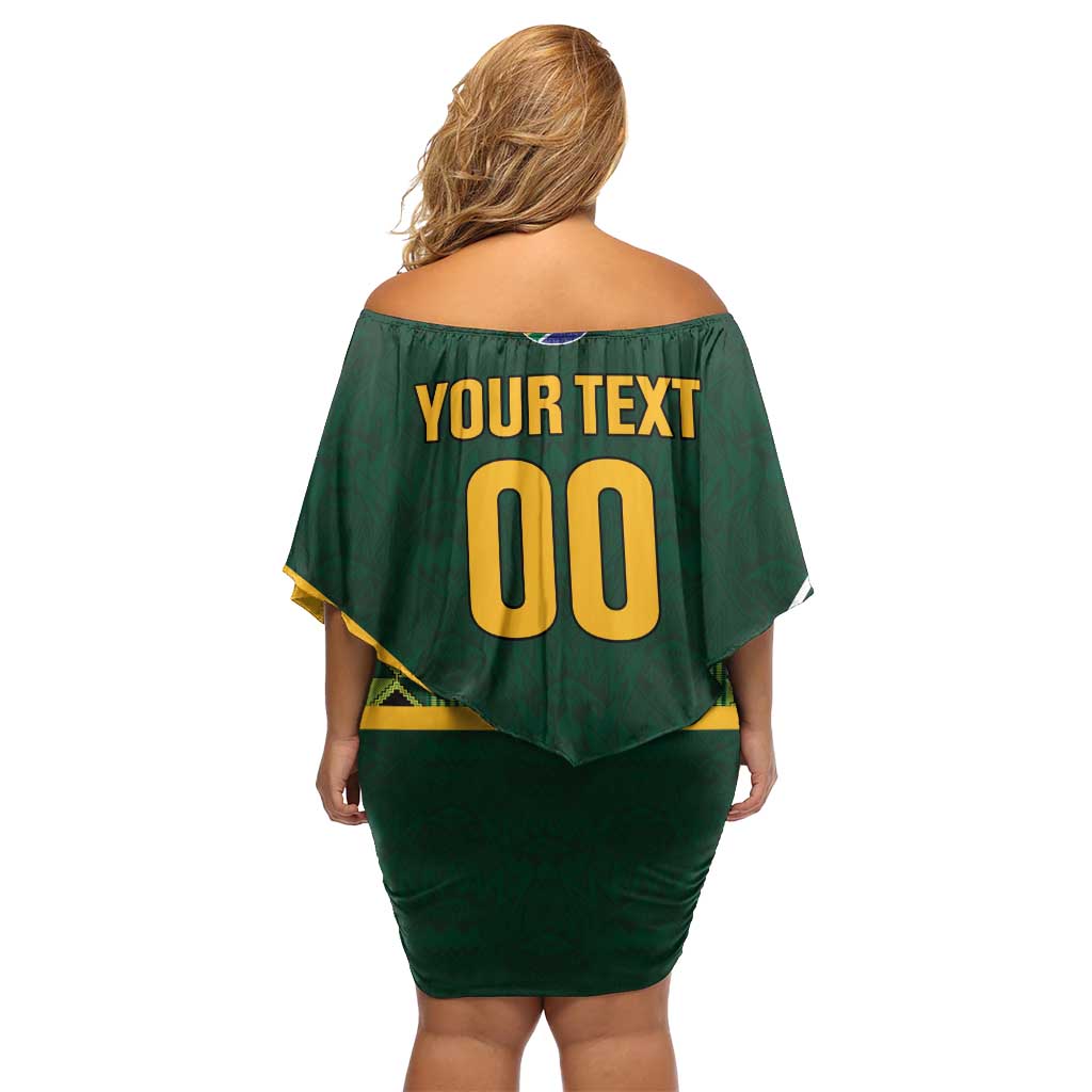 Custom Rugby South Africa Family Matching Off Shoulder Short Dress and Hawaiian Shirt Baby Boks Go Champions