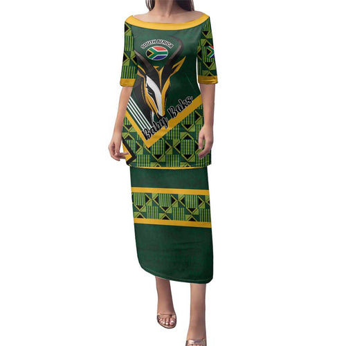 Custom Rugby South Africa Family Matching Puletasi and Hawaiian Shirt Baby Boks Go Champions