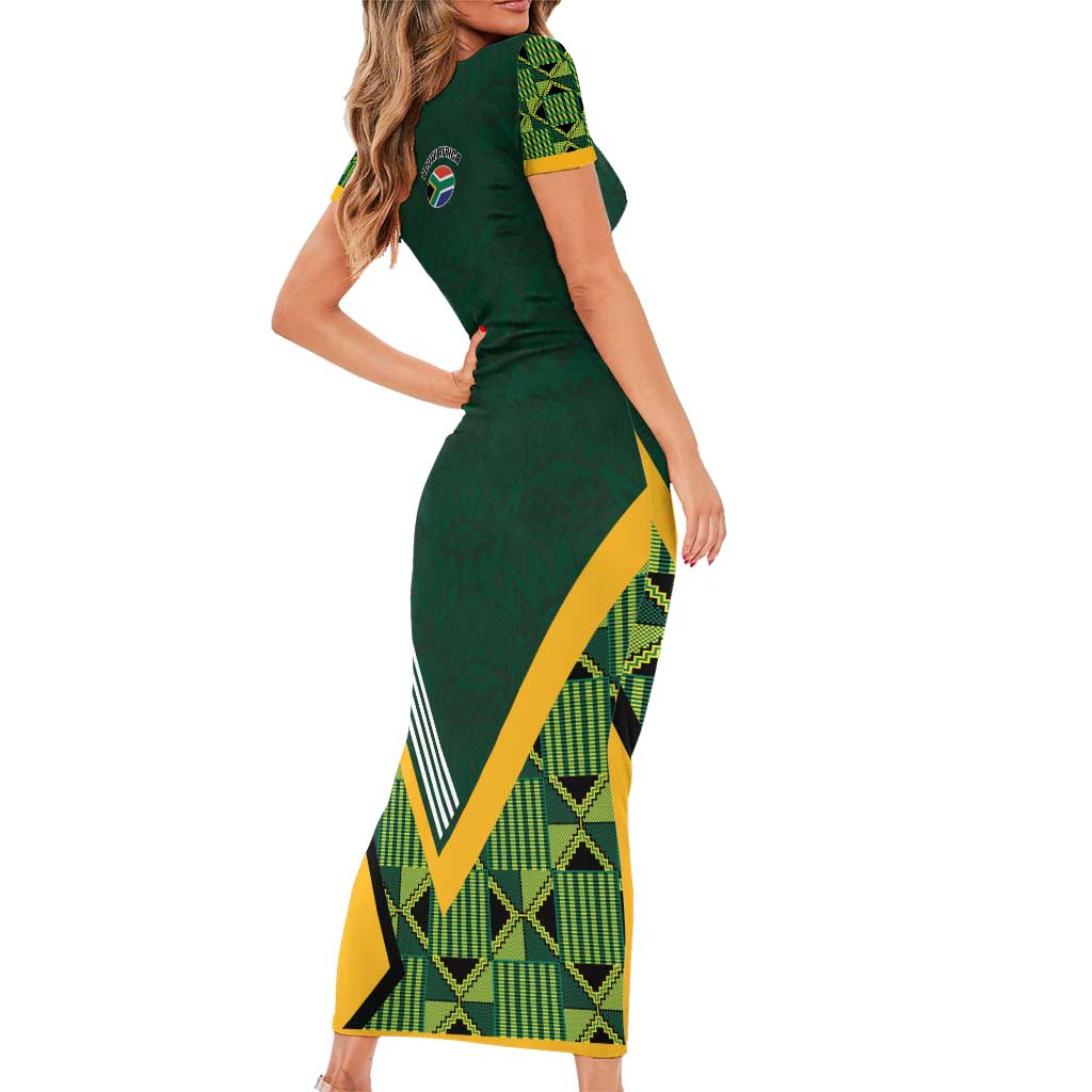 Custom Rugby South Africa Family Matching Short Sleeve Bodycon Dress and Hawaiian Shirt Baby Boks Go Champions