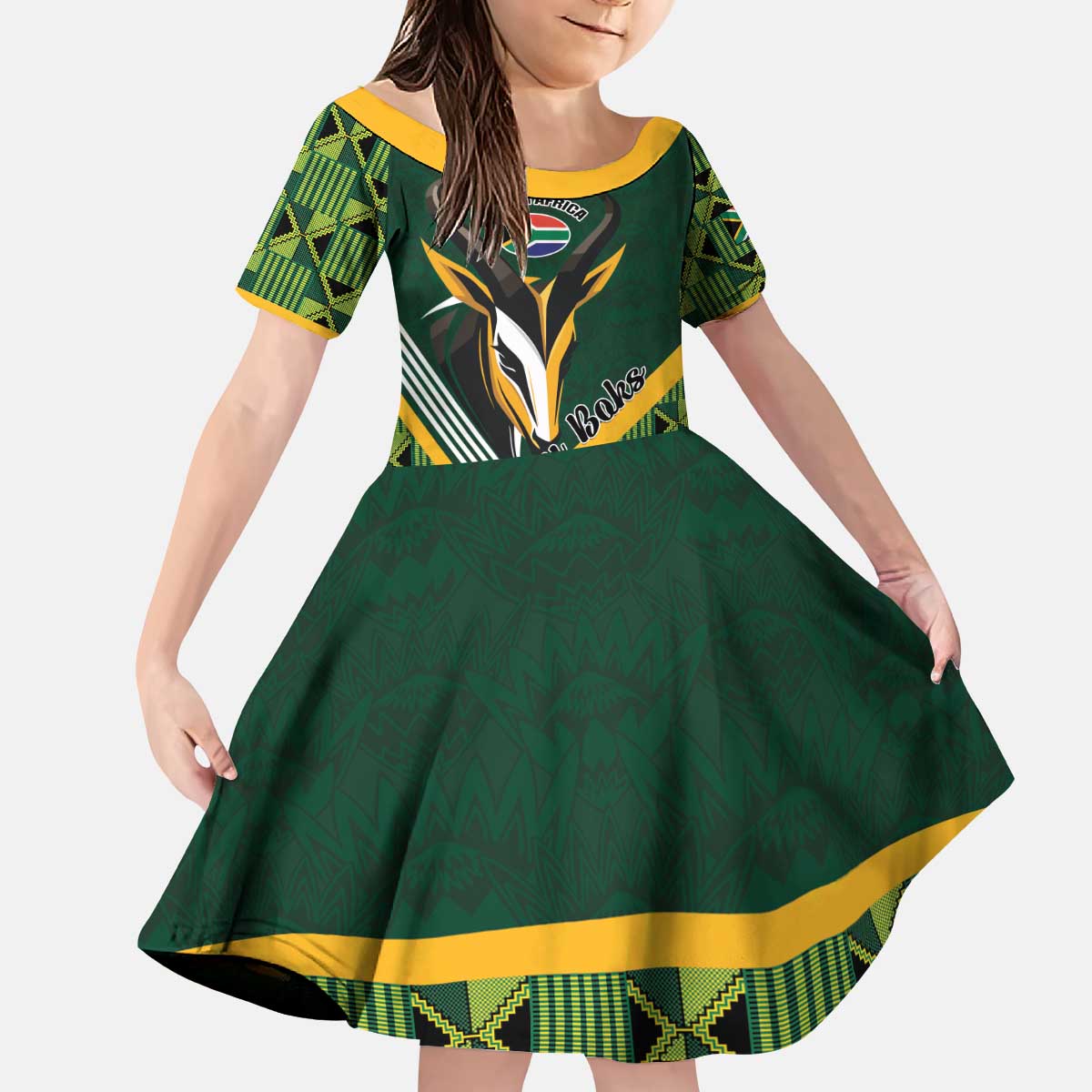 Custom Rugby South Africa Kid Short Sleeve Dress Baby Boks Go Champions