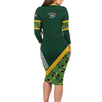 Custom Rugby South Africa Long Sleeve Bodycon Dress Baby Boks Go Champions