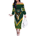 Custom Rugby South Africa Off The Shoulder Long Sleeve Dress Baby Boks Go Champions
