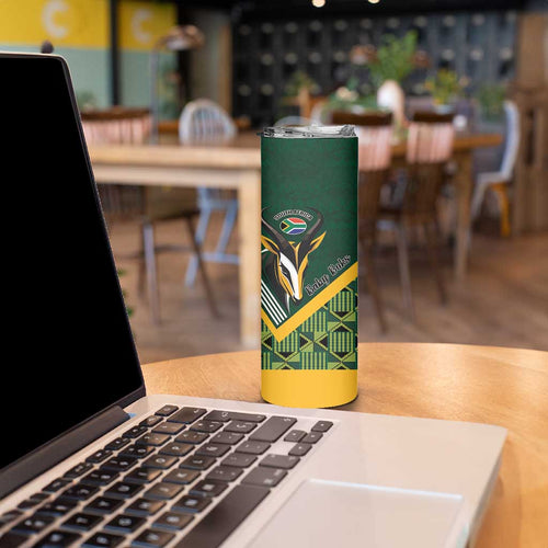 Custom Rugby South Africa Skinny Tumbler Baby Boks Go Champions