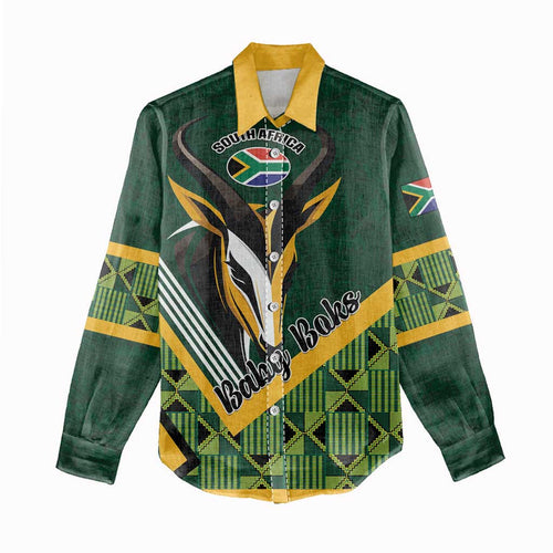 Custom Rugby South Africa Women Casual Shirt Baby Boks Go Champions