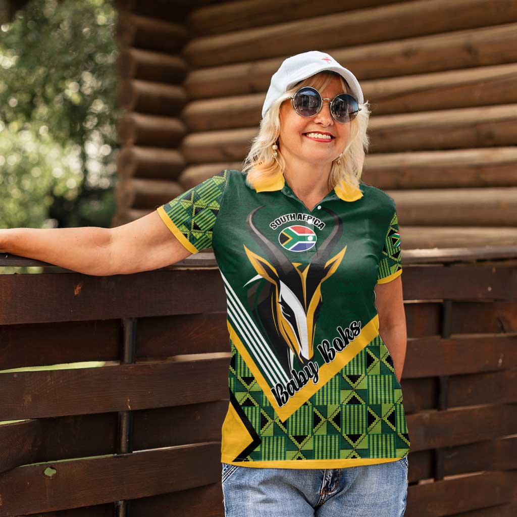 Custom Rugby South Africa Women Polo Shirt Baby Boks Go Champions