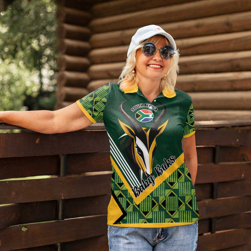 Custom Rugby South Africa Women Polo Shirt Baby Boks Go Champions