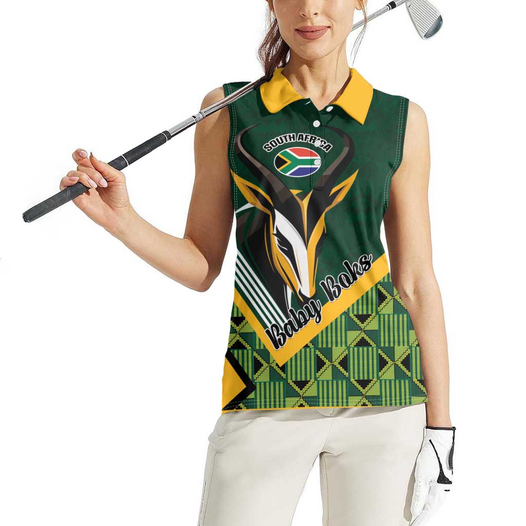 Custom Rugby South Africa Women Sleeveless Polo Shirt Baby Boks Go Champions