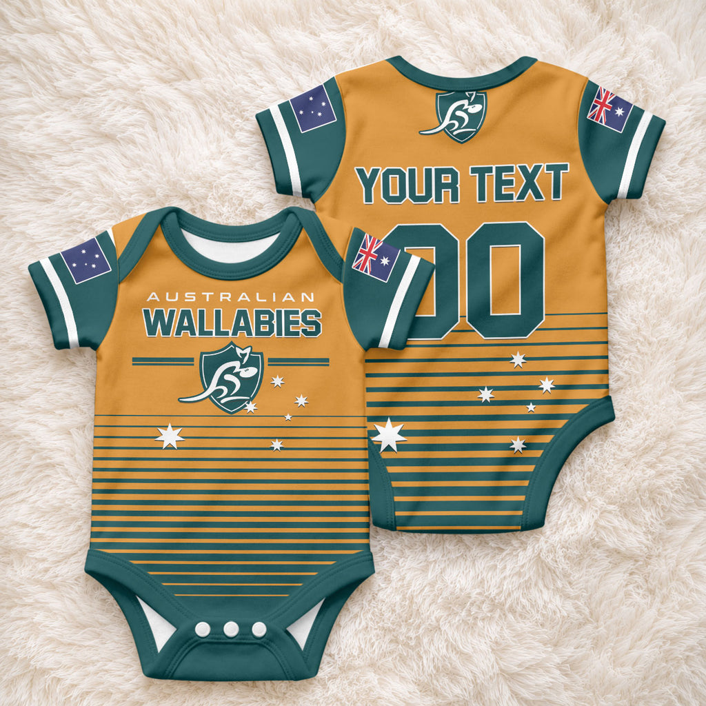 Custom Rugby Australia Baby Onesie Junior Wallabies Go Champions