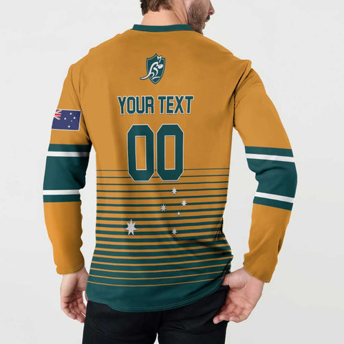 Custom Rugby Australia Button Sweatshirt Junior Wallabies Go Champions