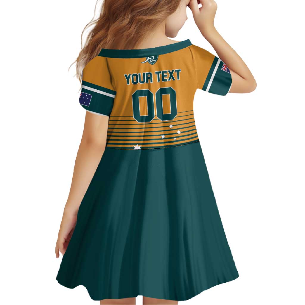 Custom Rugby Australia Family Matching Long Sleeve Bodycon Dress and Hawaiian Shirt Junior Wallabies Go Champions