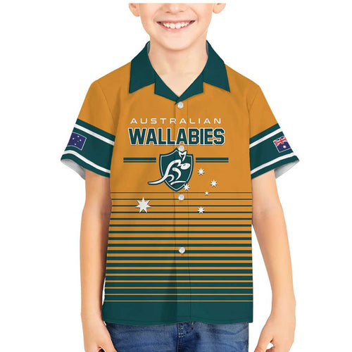 Custom Rugby Australia Family Matching Mermaid Dress and Hawaiian Shirt Junior Wallabies Go Champions