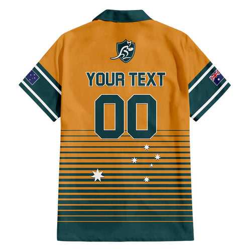 Custom Rugby Australia Family Matching Off The Shoulder Long Sleeve Dress and Hawaiian Shirt Junior Wallabies Go Champions