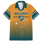 Custom Rugby Australia Family Matching Off Shoulder Short Dress and Hawaiian Shirt Junior Wallabies Go Champions
