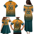 Custom Rugby Australia Family Matching Puletasi and Hawaiian Shirt Junior Wallabies Go Champions