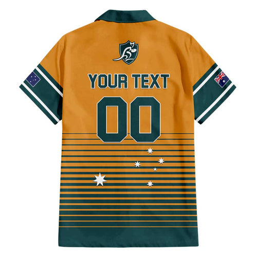 Custom Rugby Australia Family Matching Short Sleeve Bodycon Dress and Hawaiian Shirt Junior Wallabies Go Champions