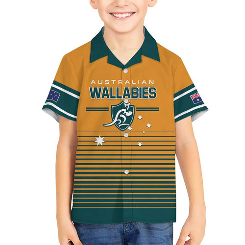 Custom Rugby Australia Family Matching Short Sleeve Bodycon Dress and Hawaiian Shirt Junior Wallabies Go Champions