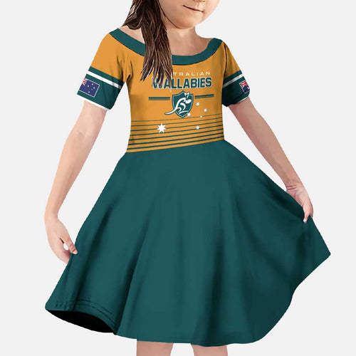 Custom Rugby Australia Family Matching Tank Maxi Dress and Hawaiian Shirt Junior Wallabies Go Champions