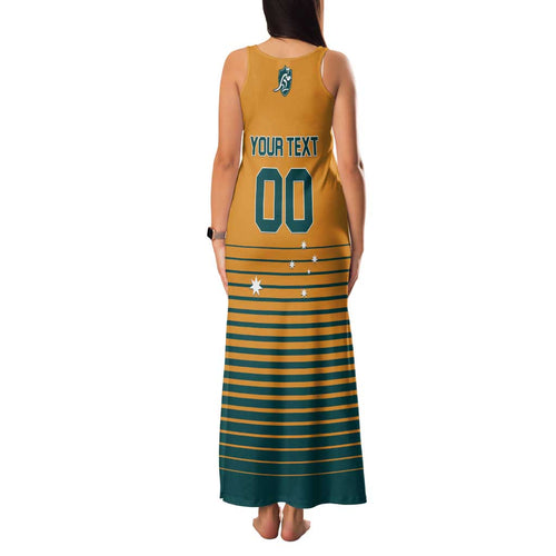 Custom Rugby Australia Family Matching Tank Maxi Dress and Hawaiian Shirt Junior Wallabies Go Champions