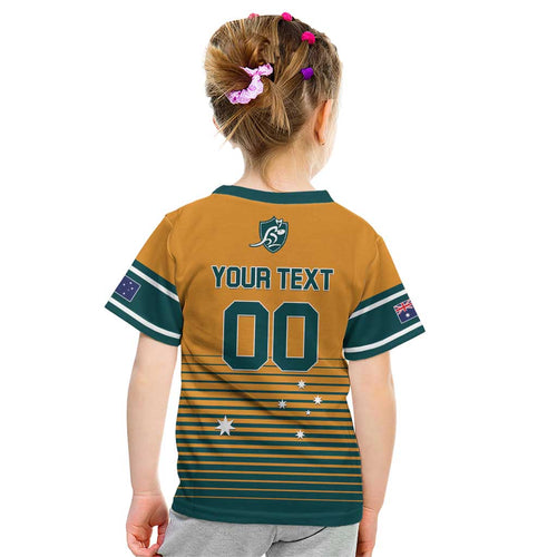 Custom Rugby Australia Kid T Shirt Junior Wallabies Go Champions