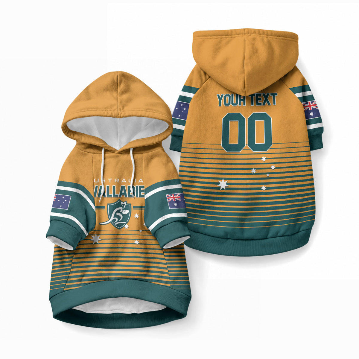 Custom Rugby Australia Pet Hoodie Junior Wallabies Go Champions