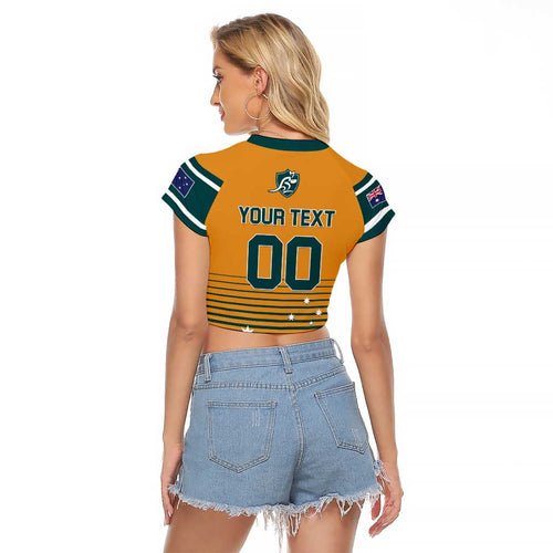 Custom Rugby Australia Raglan Cropped T Shirt Junior Wallabies Go Champions