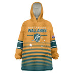 Custom Rugby Australia Wearable Blanket Hoodie Junior Wallabies Go Champions