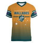 Custom Rugby Australia Women V-Neck T-Shirt Junior Wallabies Go Champions