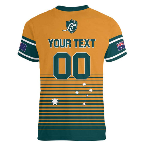 Custom Rugby Australia Women V-Neck T-Shirt Junior Wallabies Go Champions