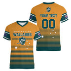 Custom Rugby Australia Women V-Neck T-Shirt Junior Wallabies Go Champions