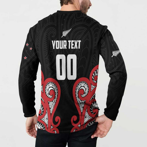 Custom Rugby New Zealand Button Sweatshirt Baby Black Go Champions
