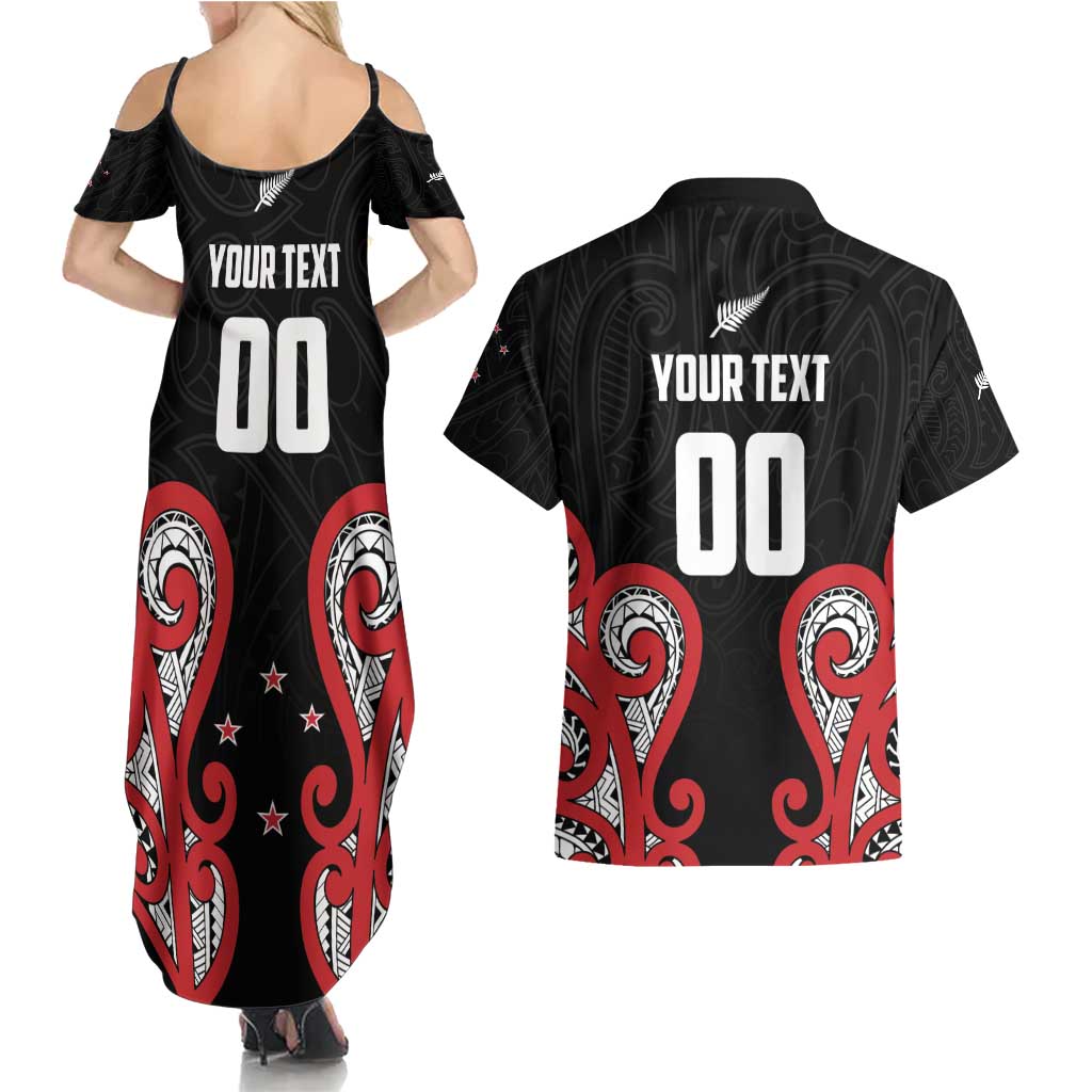 Custom Rugby New Zealand Couples Matching Summer Maxi Dress and Hawaiian Shirt Baby Black Go Champions