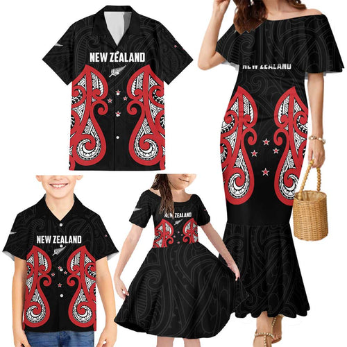 Custom Rugby New Zealand Family Matching Mermaid Dress and Hawaiian Shirt Baby Black Go Champions