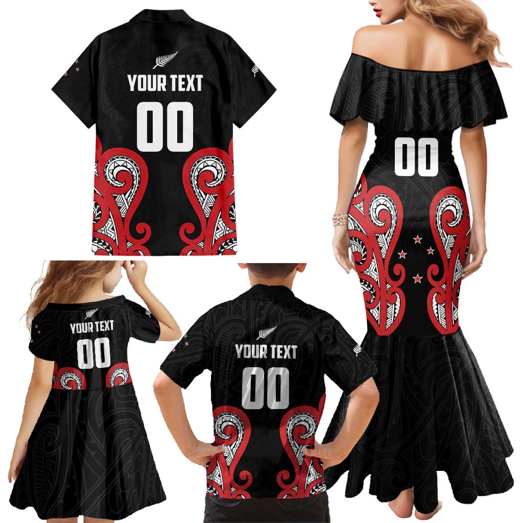 Custom Rugby New Zealand Family Matching Mermaid Dress and Hawaiian Shirt Baby Black Go Champions