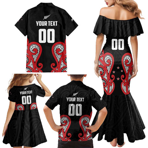 Custom Rugby New Zealand Family Matching Mermaid Dress and Hawaiian Shirt Baby Black Go Champions