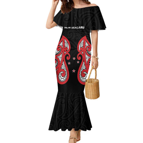 Custom Rugby New Zealand Family Matching Mermaid Dress and Hawaiian Shirt Baby Black Go Champions