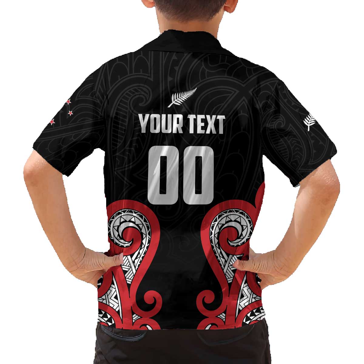 Custom Rugby New Zealand Family Matching Off The Shoulder Long Sleeve Dress and Hawaiian Shirt Baby Black Go Champions