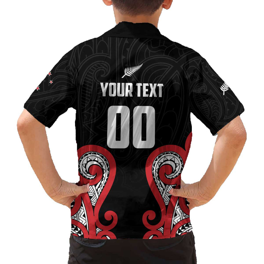 Custom Rugby New Zealand Family Matching Off The Shoulder Long Sleeve Dress and Hawaiian Shirt Baby Black Go Champions