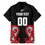 Custom Rugby New Zealand Family Matching Off The Shoulder Long Sleeve Dress and Hawaiian Shirt Baby Black Go Champions