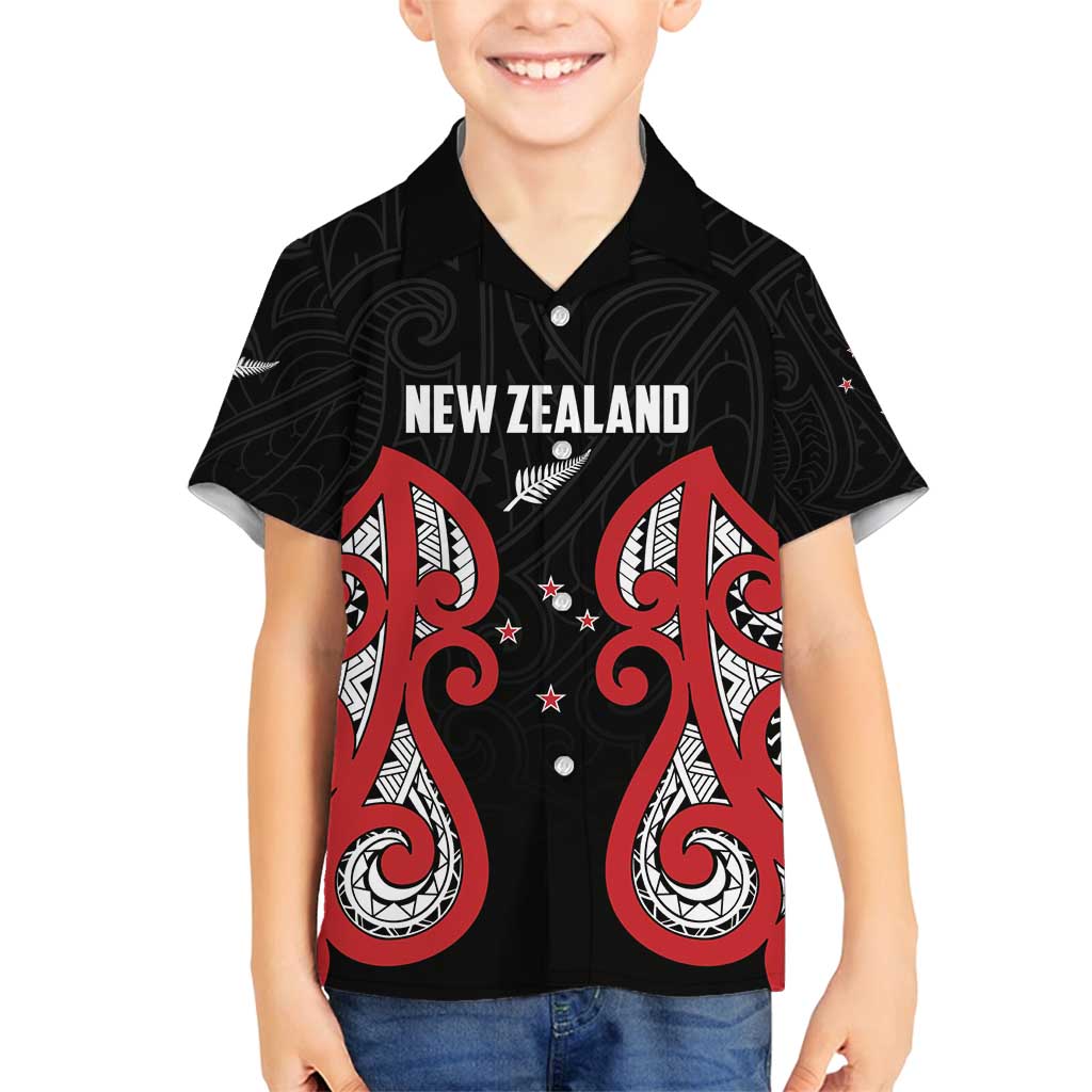 Custom Rugby New Zealand Family Matching Off Shoulder Maxi Dress and Hawaiian Shirt Baby Black Go Champions
