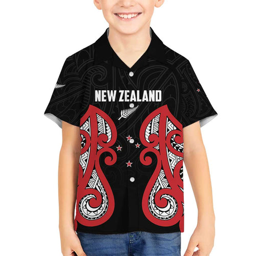 Custom Rugby New Zealand Family Matching Off Shoulder Maxi Dress and Hawaiian Shirt Baby Black Go Champions