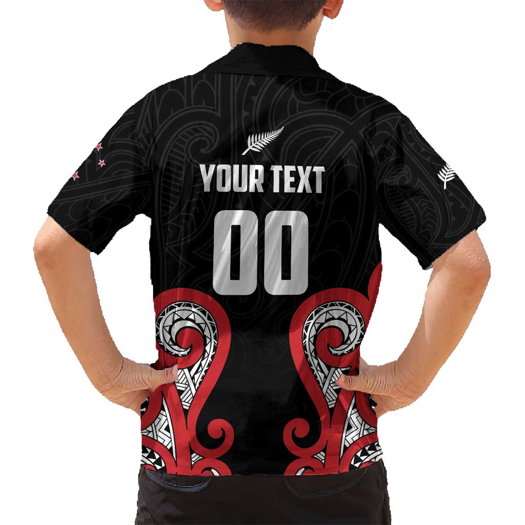 Custom Rugby New Zealand Family Matching Off Shoulder Short Dress and Hawaiian Shirt Baby Black Go Champions