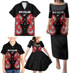 Custom Rugby New Zealand Family Matching Puletasi and Hawaiian Shirt Baby Black Go Champions