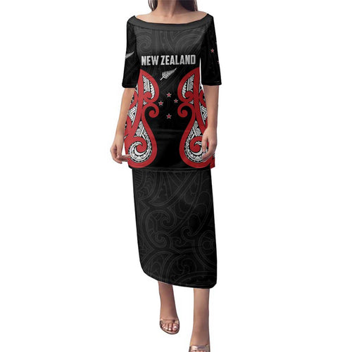 Custom Rugby New Zealand Family Matching Puletasi and Hawaiian Shirt Baby Black Go Champions