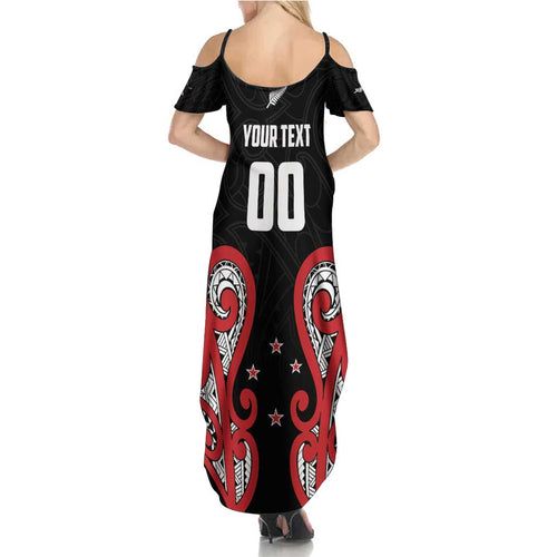 Custom Rugby New Zealand Family Matching Summer Maxi Dress and Hawaiian Shirt Baby Black Go Champions