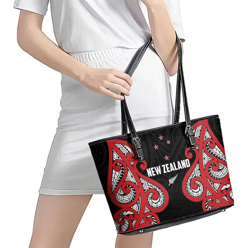 Rugby New Zealand Leather Tote Bag Baby Black Go Champions